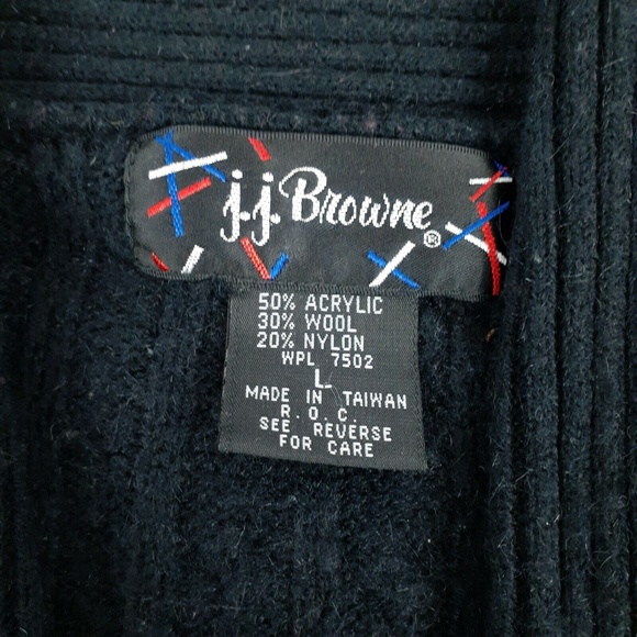 J.J. Browne Women's L Cardigan Shawl Sweater Wool-Blend Lounge Cable-Knit Black - Picture 2 of 12